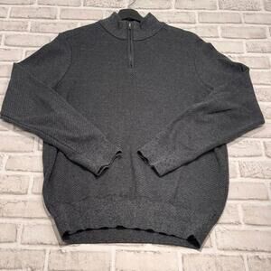 Robert Graham 1/4 Zip Sweater 80% Cotton Casual Grey Men's M Preppy Casual